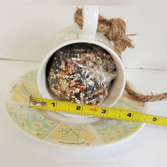 Teacup Bird Feeder Garden Outdoor Decor Tea Cup and Saucer - Picture 8 of 9
